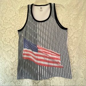 DC Men’s USA American Flag Sleeveless Tank Top Patriotic Gym Workout Athletic